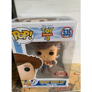 Pixar's Toy Story Sheriff Woody holding Forky Funko Pop Vinyl No. 535 Special Edition